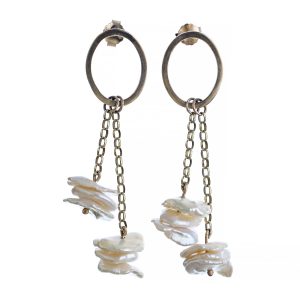 Pebble Gold and Pearl Earrings