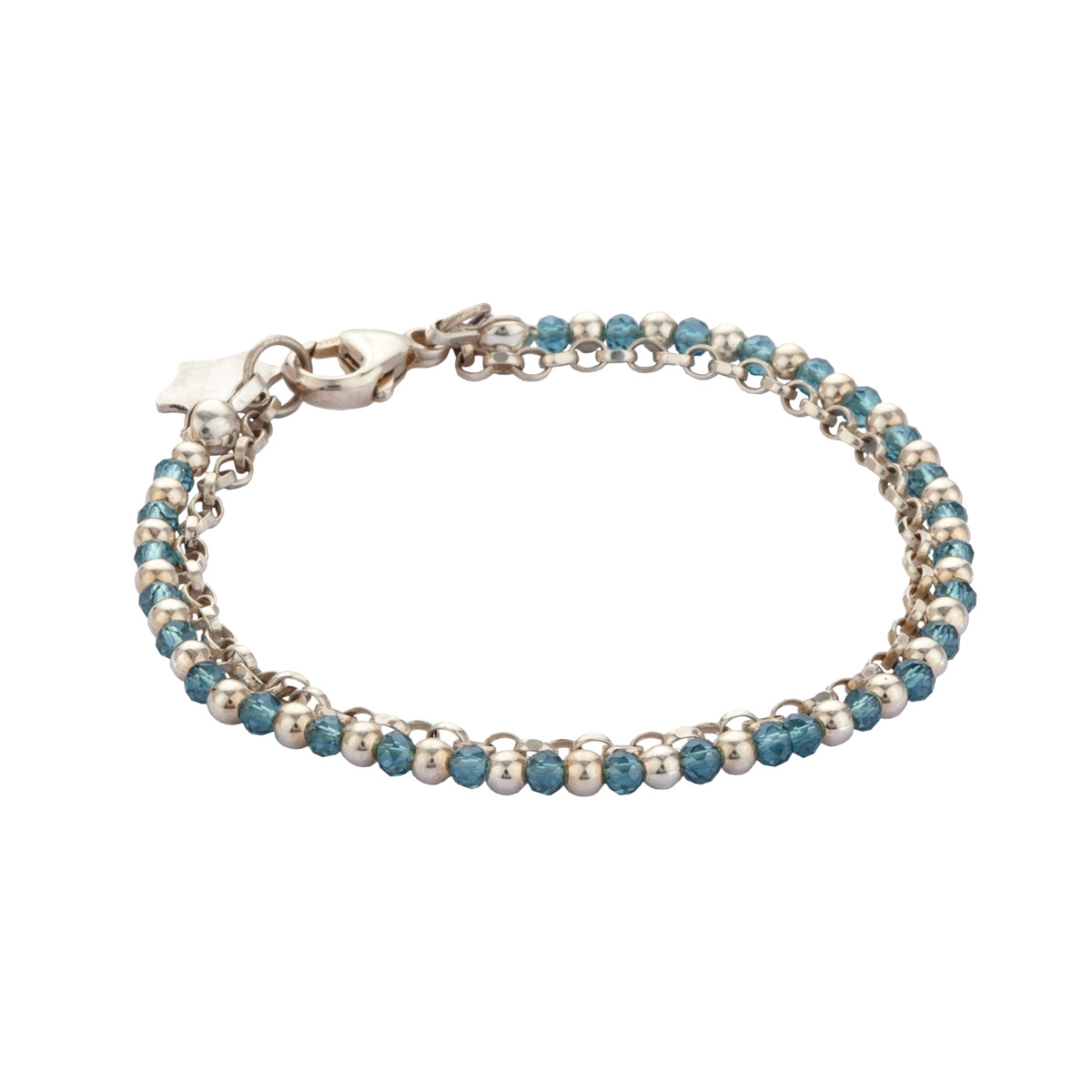 Ripple Aquamarine and Silver Bracelet